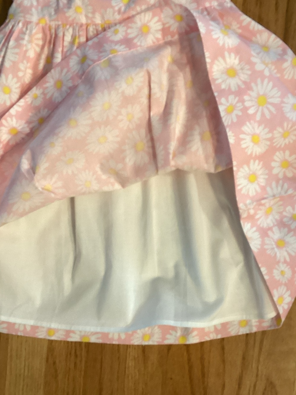 Rachel Riley Pink Daisy Print Dress with White Peter Pan Collar - Picture 4 of 5